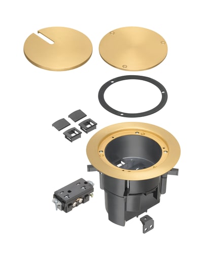 Arlington Industries - Arlington FLBR5420MB Floor Box Kith w/ Recessed Wiring Device, Brass