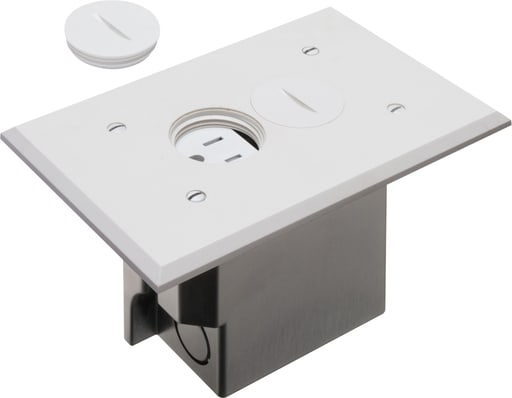 Arlington Industries - Arlington FLBR101W 1-Gang Non-Metallic Floor Box w/ Threaded Plugs, White