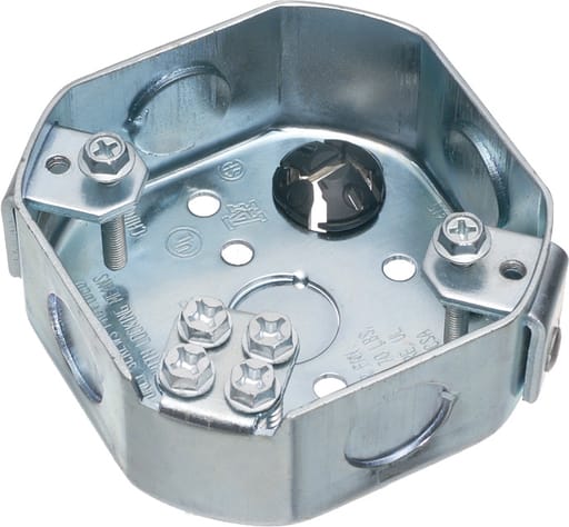 Arlington Industries - Arlington FBS415 Octagon Ceiling Box, 1-1/2" Deep, Steel, Under-Joist Mount