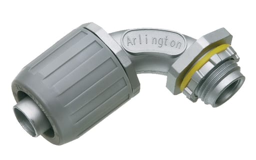 Arlington Industries - Arlington LT905 1/2" Push-On Liquidtight 90deg Connector, Zinc Die-Cast