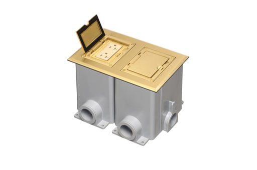 Arlington Industries - Arlington FLBC8520MB 2-Gang Floor Box Cover / Frame Kit, Flip Lid, Brass