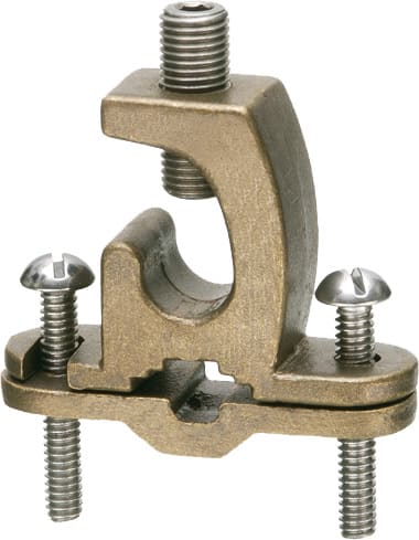 Arlington Industries - Arlington 719DB Bare Wire Ground Clamp w/ Open Lug, Bronze, #8 - 4/0
