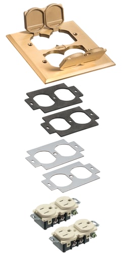 Arlington Industries - Arlington FLB5550MB 2-Gang Floor Box Cover w/ Flip Lids, Brass