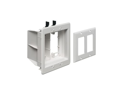 Arlington Industries - Arlington TVBU505 2-Gang Recessed TV Box, (1) Power / (1) Low Voltage, White