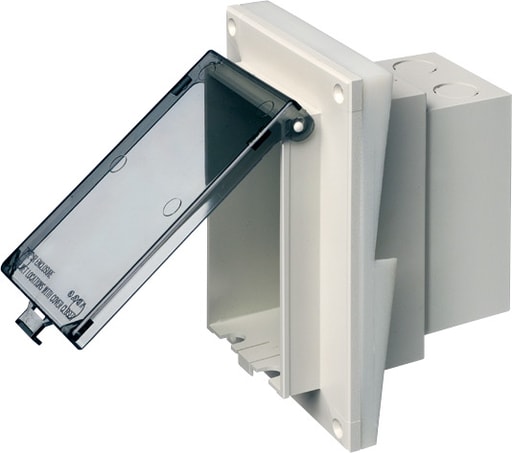 Arlington Industries - Arlington DBVR141C Vertical Retrofit Siding Box, 1/2" Lap, White w/ Clear Cover