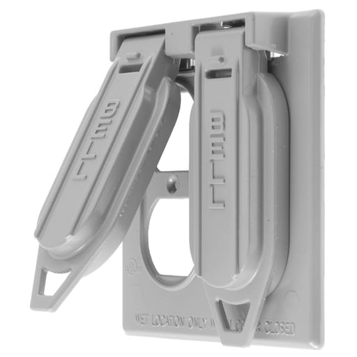 Hubbell Wiring Device - Hubbell RW51320 2-Gang Gray Die-Cast Zinc Vertical Mount Weatherproof Lift Cover