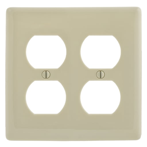 Hubbell Wiring Device - Hubbell NP82AL 2-Gang Almond Nylon Standard 2-Duplex Receptacle Wallplate