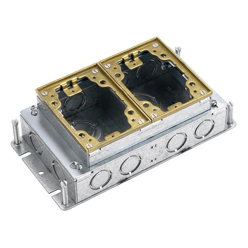 Hubbell Wiring Device - Hubbell B2422 2-Gang 35 In? Brass Stamped Steel Rectangular Floor Box