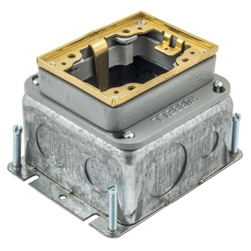 Hubbell Wiring Device - Hubbell B2427 1-Gang 54 In? Brass Stamped Steel Rectangular Floor Box