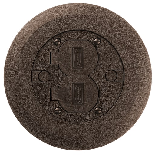 Hubbell Wiring Device - Hubbell PFBCBRA 6.25 Inch Brown Non-Metallic Round Multi-Service Cover and Flange Assembly