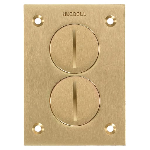 Hubbell Wiring Device - Hubbell S3625 4.15 x 2.99 Inch Brass Rectangular Duplex/Screw Floor Box Cover