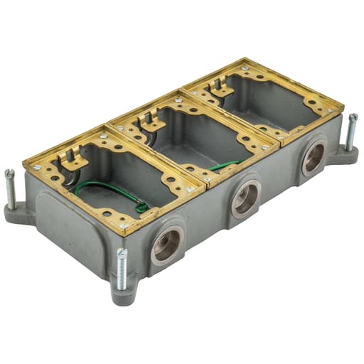 Hubbell Wiring Device - Hubbell B4314 3-Gang 16 In? Brass Cast Iron Rectangular Floor Box