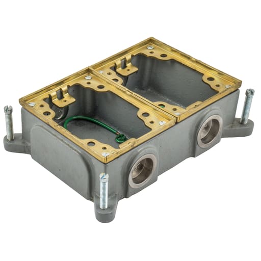 Hubbell Wiring Device - Hubbell B4214 2-Gang 16 In? Brass Cast Iron Rectangular Floor Box