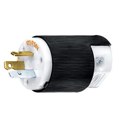 Hubbell Wiring Device - Hubbell HBL9977C 20 Amp 125/250 Volt 3-Pole 3-Wire NEMA 10-20P Black Nylon Straight Blade Plug