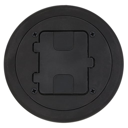 Hubbell Wiring Device - Hubbell RF406BK Flange & Hinged Door Cover Assembly w/ Receptacle, 15A 125V NEMA 5-15R - Black