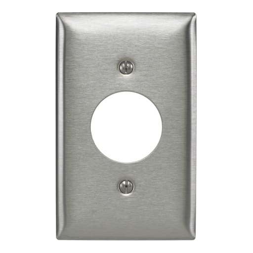 Hubbell Wiring Device - Hubbell SS7 1-Gang Single Receptacle Wallplate, Stainless Steel 302/304, 1.40" Hole