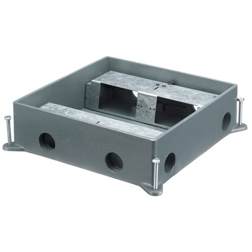 Hubbell Wiring Device - Hubbell HBLCFB401CB 4-Gang Cast Iron Shallow Recessed Concrete Floor Box