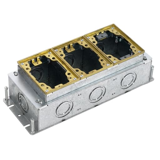 Hubbell Wiring Device - Hubbell B2433 3-Gang 50.8 In? Brass Stamped Steel Rectangular Floor Box