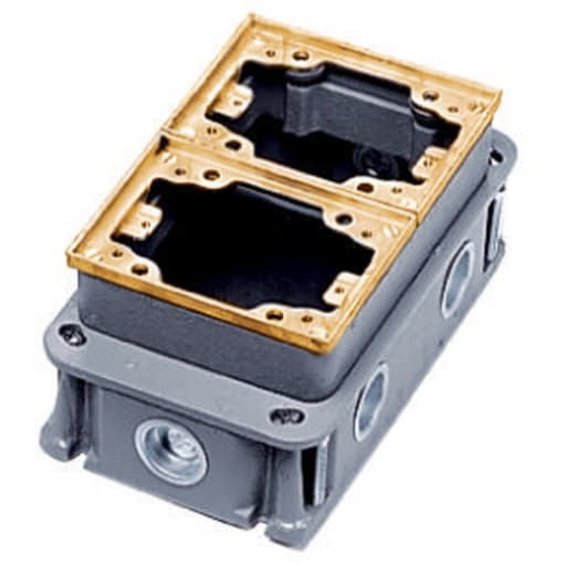 Hubbell Wiring Device - Hubbell B4233 2-Gang 36.5 In? Brass Cast Iron Rectangular Floor Box