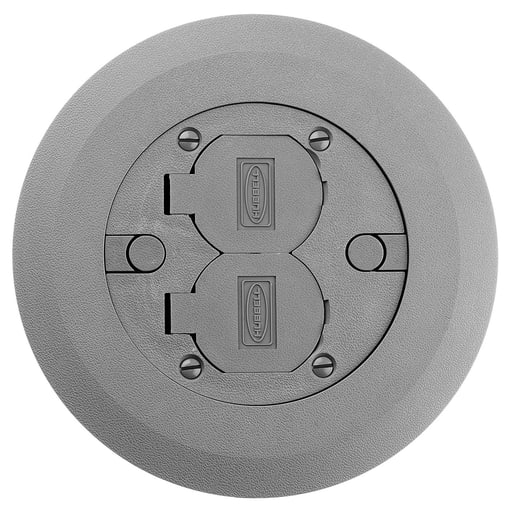 Hubbell Wiring Device - Hubbell PFBCGYA 6.25 Inch Gray Non-Metallic Round Multi-Service Cover and Flange Assembly