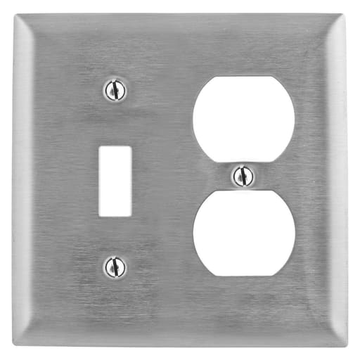 Hubbell Wiring Device - Hubbell SS18L WALLPLATE, 2-G, Sw/DUP, 430SS