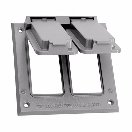 Crouse-Hinds - Crouse-Hinds TP7252 2-Gang Weatherproof GFCI Receptacle Cover, Die Cast Aluminum, Gray