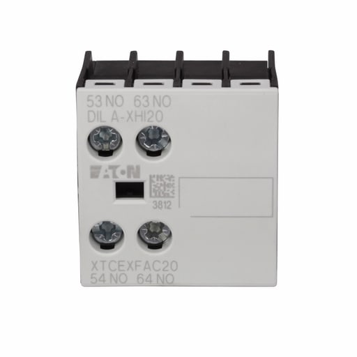 Cutler-Hammer / Eaton - Cutler-Hammer XTCEXFAC20 Contactor Accessory - Auxiliary Contact, Two-pole, Screw terminals, 2NO contact configuration, 16A conventional thermal rating, 6A at 220/230/240V, 3A at 380/400/415V, 1.5A at 500V ra