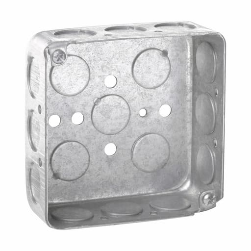 Crouse-Hinds - Crouse-Hinds TP410 4" Square Outlet Box, 1-1/2" Deep, Drawn Steel, 1/2" Side & Bottom Knockouts