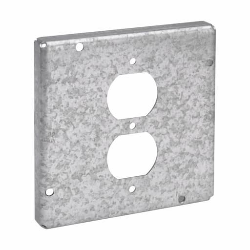Crouse-Hinds - Crouse-Hinds TP722 4-11/16" Square Surface Cover, 1-Duplex Receptacle, 1/2" Raised, 9.0cu.in, Steel