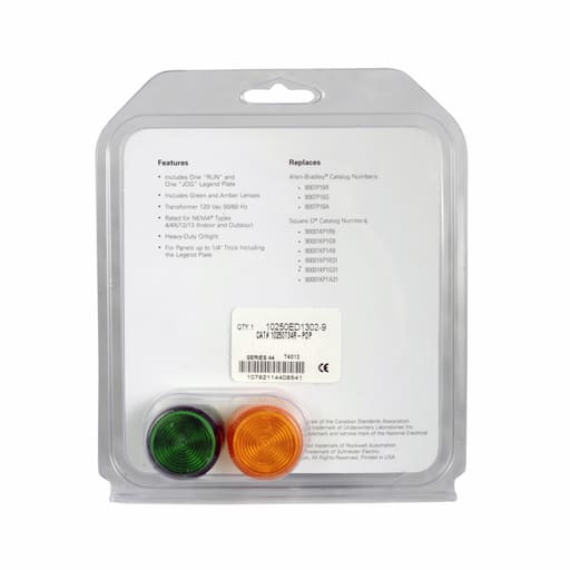 Cutler-Hammer / Eaton - Eaton Electrical 10250T34R-POP 30.5 mm 120 VAC/VDC Chrome Plated Die-Cast Zinc Incandescent Indicating Light