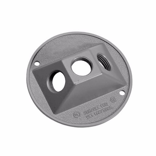Crouse-Hinds - Crouse-Hinds TP7308 4-1/2" Die-Cast Zinc Gray Round Weatherproof Outlet Cover with Gasket