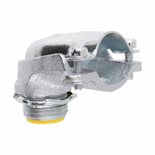 Crouse-Hinds - Crouse-Hinds Series 1736 1/2 Inch Malleable Iron Insulated Clamp Type 90 Degrees FMC Connector