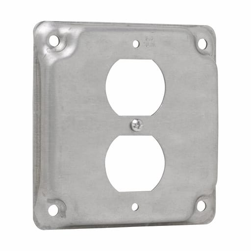 Crouse-Hinds - Crouse-Hinds TP516 4" Square Surface Cover, (1) Duplex Receptacle, 1/2" Raised, 5.5cu.in, Steel