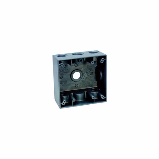 Crouse-Hinds - Crouse-Hinds TP7102 2-Gang Weatherproof Outlet Box, 2" Deep, 30.5cu.in., (5) 1/2" Outlet Holes, Gray