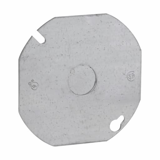 Crouse-Hinds - Crouse-Hinds TP328 4" Steel Flat Octagon Box Cover, w/ 1/2" Knockouts