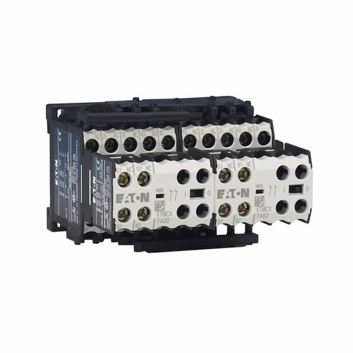 Cutler-Hammer / Eaton - Cutler-Hammer XTMR9A21A XT IEC mini contactor, 8.80A, 110 Vac 50 Hz, 120 Vac 60 Hz, 2NO-2NO, 45 mm mini, 50-60 Hz, 0.5, 1, 1.5/ 2, 3, 5, 5 hp (1/3PH @115, 200, 230/200, 230, 460, 575 V), Three-pole, Scr