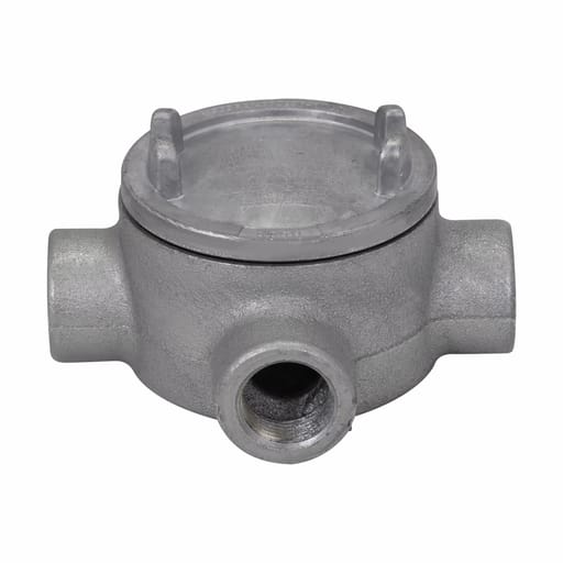 Crouse-Hinds - Crouse-Hinds GUAX26 Conduit Outlet Box, (4) 3/4" Hubs w/ 3" Cover Opening