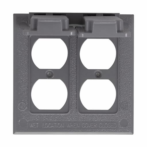Crouse-Hinds - Crouse-Hinds TP7228 2-Gang Weatherproof Vertical Duplex Receptacle Cover, Die Cast Aluminum, Gray