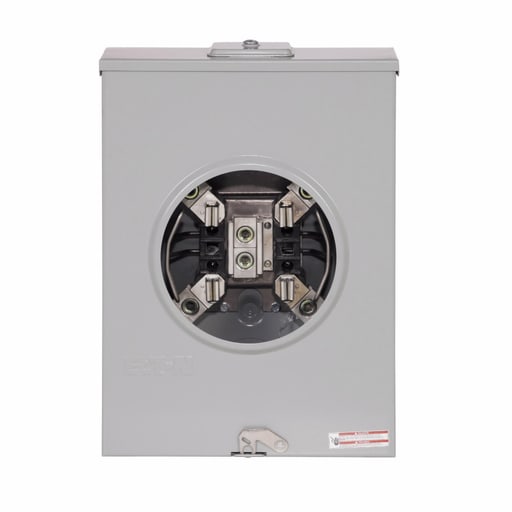 Cutler-Hammer / Eaton - Cutler-Hammer UHTRS213CE meter socket, 1-pos resi service, 200 A, Over/under, 3-5/16 Hub Cover Plate, #6-350 kcmil, 4-jaw, 1-ph, #6-350 kcmil, Horn bypass, Gnd conn (#14-#2 Cu), Triplex, 3-wire, Ringles