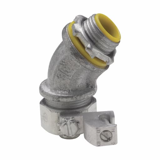 Crouse-Hinds - Crouse-Hinds Series LT7545G 3/4 Inch Malleable Iron Non-Insulated 45 Degrees Liquidtight Conduit Connector