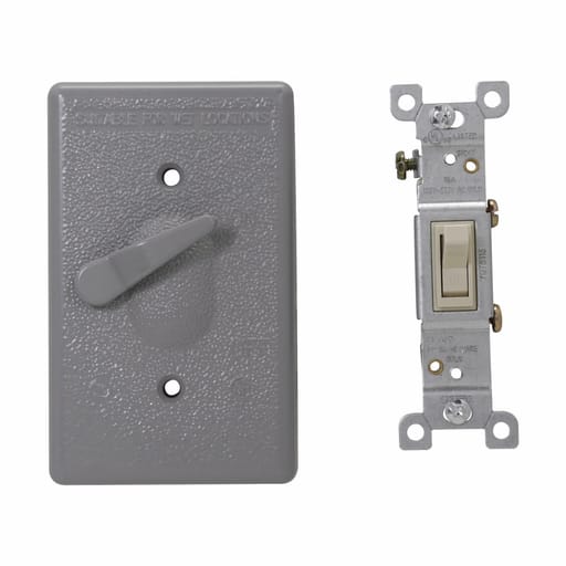 Crouse-Hinds - Crouse-Hinds TP7260 1-Gang Weatherproof Toggle Switch Cover, Aluminum, Gray