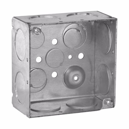Crouse-Hinds - Crouse-Hinds TP436 4" Square Outlet Box, 2-1/8" Deep, Welded Steel, 1" Side, 1/2" & 3/4" Bottom Knockouts