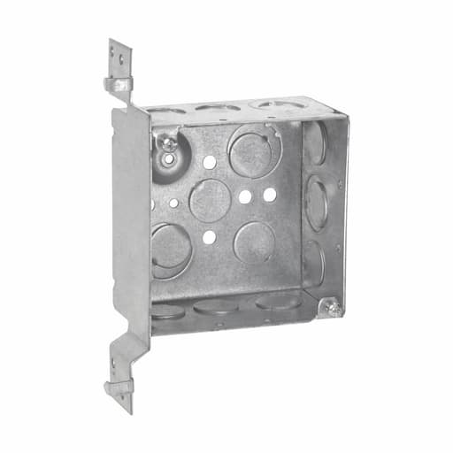 Crouse-Hinds - Crouse-Hinds TP437 4" Square Outlet Box, 2-1/8" Deep, Welded Steel, 1/2" & 3/4" Side & Bottom Knockouts, 'VP' Bracket