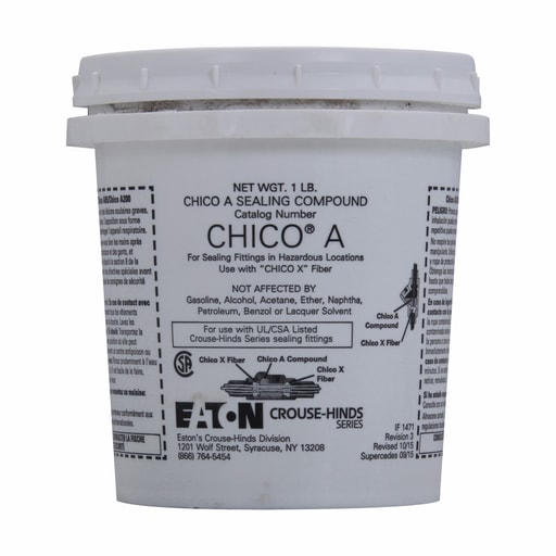 Crouse-Hinds - Crouse-Hinds CHICO-A4 1lb Conduit Sealing Compound, Water-Soluble Powder, w/ 1oz Chico-X7 Fiber