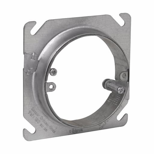 Crouse-Hinds - Crouse-Hinds AMR0 4" Square Box Round Adjustable Mud Ring, 3/4" to 1-1/2" Adjustable, Steel, 6.1cu.in