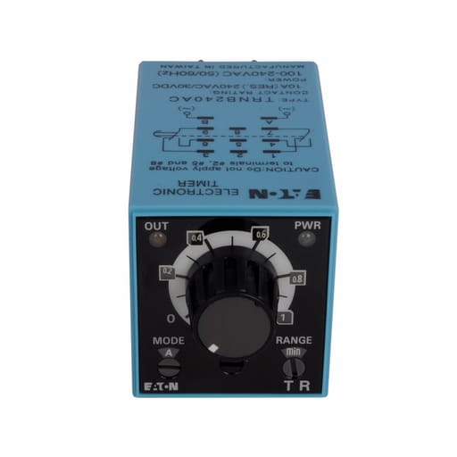 Cutler-Hammer / Eaton - Cutler-Hammer TRNB240AC TR Series Timing Relay, Blade style terminals, Power triggered, 100-240V coil, 50/60 Hz, 10A, 240 Vac/30 Vdc max. allowable load, 2 form C, DPDT (delayed output) contact configur