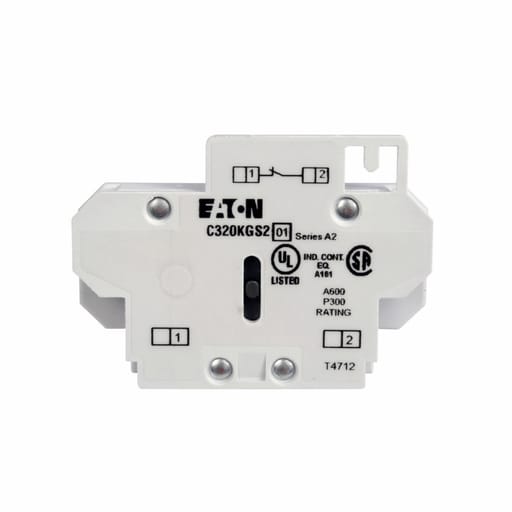 Cutler-Hammer / Eaton - Eaton Electrical C320KGS22 600 VAC 10 Amp 250 VDC 0.55 Amp 1NO 1NC Snap-On Terminal Contactor Auxiliary Contact