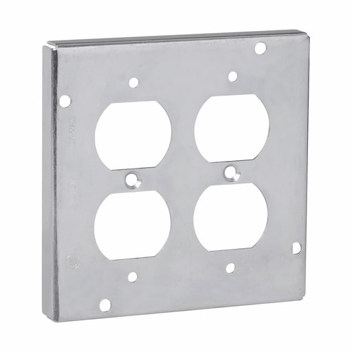 Crouse-Hinds - Crouse-Hinds TP728 4-11/16" Square Surface Cover, 2-Duplex Receptacles, 1/2" Raised, 9.0cu.in, Steel