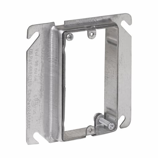 Crouse-Hinds - Crouse-Hinds Series AMR158 5/8 to 1-1/4 Inch 1-Gang Steel Raised Adjustable Square Box Mud Ring