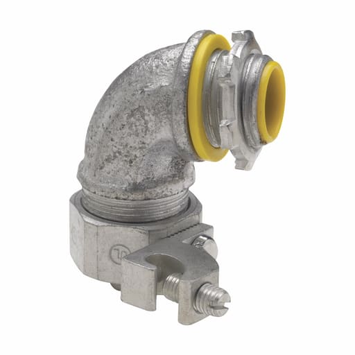 Crouse-Hinds - Crouse-Hinds Series LTB7590G 3/4 Inch Malleable Iron Insulated 90 Degrees Liquidtight Conduit Connector